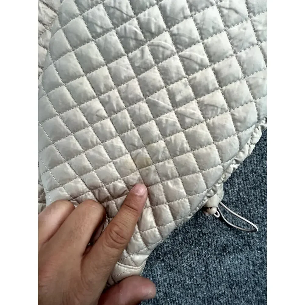 Cisono Los Angeles WM Quilted Puffer Jacket Beige Cropped Zip Coat Size Large - Picture 8 of 9